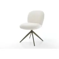 DELIFE Drehstuhl Nube-Flex Bouclé Soft Beige Kreuzgestell breit Effektfinish Titan 360° drehbar Wippfunktion Taschenfederkern