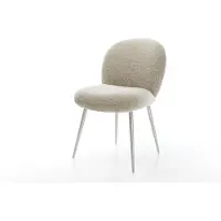 DELIFE Esszimmerstuhl Nube-Flex Webstoff Soft Beige 4-Fuß konisch Edelstahl Taschenfederkern