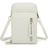 Gallantry Crossbody Geldbörse mit Telefonfach für Smartphone in Weiß – Zip Around Geldbörse mit Schulterband