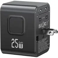 Usams Reise-Ladegerät Adapter Cc309 2Xusb-C 25W 4W1 Us/Au/Eu/Uk Schwarz