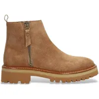 Alpe für Damen. 548311 Braune nordische Lederstiefeletten (40), Wohnung, 1 bis 3 cm, Reißverschluss, Lässig