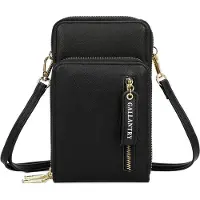 Gallantry Crossbody Geldbörse mit Handyfach - Zip Around Geldbörse für Smartphone - Schwarz