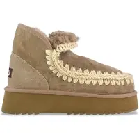 Mou für Damen. MU.FW681000A Lederstiefeletten Mini Eskimo Platform braun (39), 8 bis 10 cm, Keine, Lässig, Grau, Taupe