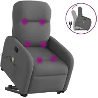 vidaXL Massagesessel mit Aufstehhilfe Dunkelgrau Stoff