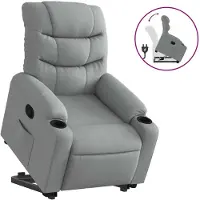 vidaXL Relaxsessel mit Aufstehhilfe Hellgrau Stoff