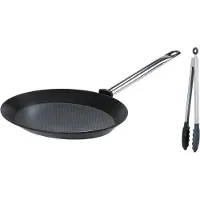 GSW Fischpfanne "Gastro Traditionell" Aluminiumguss Set, 3 Stk. tlg. 40x28 cm, incl. Multizange 30 cm, Induktion