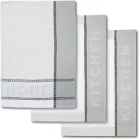 Dyckhoff Geschirrtuch "HOME & KITCHEN, Maße je Tuch ca. 50x70 cm, aus 100% Baumwolle", grau (taupe, weiß), B:50cm L:70cm, 100% Baumwolle, Geschirrtücher, Geschirrtuch, mit zwei verschiedenen Motiven