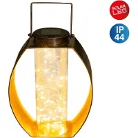 Näve LED Solarleuchte "Fairylight", braun (messing), B:12,5cm H:26cm L:19,5cm, Leuchten, LED Solarleuchte, messing Innenseite gold, Kunststoffzylinder mit LED Lichterdraht