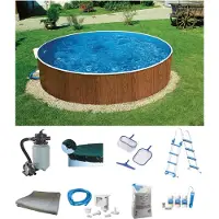 BWT Rundpool "MAONI 4", braun (eichefarben), H:120cm Ø:460cm, Schwimmbecken, Rundpool, Aufstellpool in Holzoptik in verschiedenen Größen