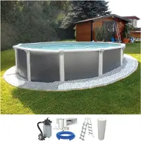Kwad Rundpool "Supreme Design inkl. Sicherheitsleiter und Zubehör" 5-tlg., Höhe: 132 cm, graue Innenfolie