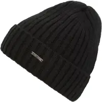 Chillouts Beanie "Tuva Hat", Damen, schwarz, Obermaterial: 57% Polyacryl, 34% Wolle, 5% Polyamid, 4% Polyester, unifarben, Mützen Beanie, Rippstrick Beanie mit Merinowolle