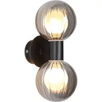 Searchlight Bad-Wandlampe Lumisphere, schwarz/rauchgrau Höhe 28 cm 2-fl.