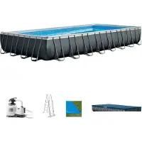 Intex 26374, 54368 l, Gerahmter Pool, Erwachsener & Kind, Leiter, Anthrazit, Blau, 258,3 kg