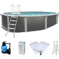 Kwad Rundpool "»Supreme« Design all in Premium Folie", grau (anthrazit, farbe innen: grau), B:360cm H:132cm L:360cm, Schwimmbecken, Rundpool, ØxH: 360x132cm, inkl. Bodenisolationsset