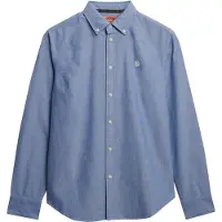Superdry für Damen. W4010565A Schmal geschnittenes Oxford-Hemd blau (S), Lässig, Baumwolle, Klassisch, Langarm