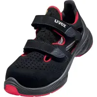 Uvex 1 G2, Sicherheitsschuh, S1, Sandale, 14/35, Unisex, Erwachsener, Sicherheitsschuhe, Schwarz, Rot, EN, FO, S1, Klettverschluss