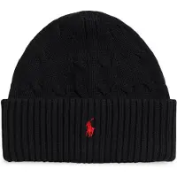 Ralph Lauren Unisex. 323980663003 Baumwollmütze mit schwarzem Zopfstrickmuster (L/XL), Lässig, Baumwolle