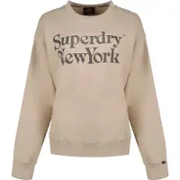 Superdry für Damen. W2012395A Marke Mark Lose beige Sweatshirt (L), Lässig, Baumwolle