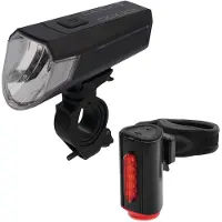 Fischer Fahrradbeleuchtung FAHRRAD "Akku-USB-LED Bel.-Set Bodenbel. 80 Lux", schwarz, Fahrradlampen, Fahrradbeleuchtung