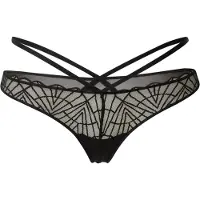 Triumph String "That Night In Vegas", Damen, Gr. 44, schwarz, Mesh, Spitze, Obermaterial: 86% Polyamid, 14% Elasthan, Unterhosen String, Spitz, mit Mesh-Rückseite, Bänderdetails, elegante Passform