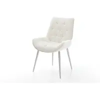 DELIFE Esszimmerstuhl Taimi-Flex Bouclé Soft Beige 4-Fuß konisch Edelstahl