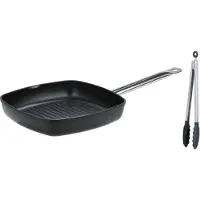 GSW Grillpfanne "Gastro Traditionell" Aluminiumguss Set, 3 Stk. tlg. 28x28 cm, incl. Multizange 30 cm, Induktion
