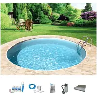 BWT Rundpool "mit sandfarbener Folie für den Karibik Look", beige (weiß, sand), H:120cm Ø:350cm, Schwimmbecken, Rundpool, Höhe: 120 cm, inkl. Zubehör, in versch. Größen verfügbar
