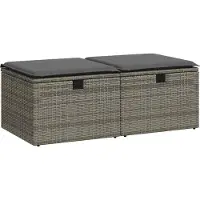 Syfax 2-tlg. Garten-Sofagarnitur mit Kissen Grau Poly Rattan Akazie