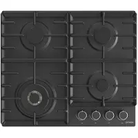 Gorenje Gaskochfeld GW642AB 60 cm mit Wokbrenner, Gusseisen-Gitterrosten und einhändiger Zündung