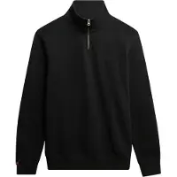 Superdry für Herren. M2013750A Sweatshirt mit Bäckerkragen und Logo Essential schwarz (L), Lässig, Baumwolle