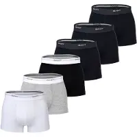 Gant Boxershorts "Boxershort 6er Pack", Herren, Gr. XXL, bunt (schwarz, schwarz, grau, weiß), Obermaterial: 95% Baumwolle CO. 5% Elasthan EL., Unterhosen Boxershorts