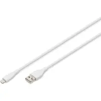 Digitus Lightning Silikon Anschlusskabel, USB-A - Lightning 2m, weiß, 2 m, Lightning, USB A, Stecker, Stecker, Weiß
