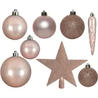 Décoris Weihnachtskugeln mit Christbaumstern Kunststoff 33er Set - Rosa