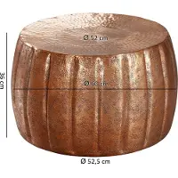 FineBuy Couchtisch 60 x 60 x 36 cm Aluminium Beistelltisch orientalisch rund, Flacher Sofatisch Metall, Design Wohnzimmertisch modern, Loungetisch Stubentisch klein