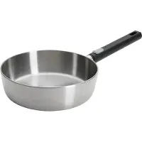 Norbert Woll Woll, Logic Steel Hochrandpfanne, Ø 24 cm, 7 cm hoch, 2,7 Liter, mit abnehmbarem Stiel, Induktion