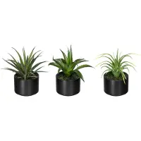 Creativ Green Künstliche Zimmerpflanze "Set aus Aloe, Agave und Tillandsie", grün, H:15cm, Kunststoff, Kunstpflanzen, Künstliche Zimmerpflanze, im Keramiktopf, 3er Set