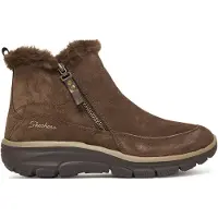 SKECHERS für Damen. 167862 Relaxed Fit Easy Going Cool Zip Lederstiefeletten braun (36), 3 bis 5 cm, Reißverschluss, Lässig