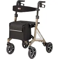 Bischoff & Bischoff Alevo Country Rollator, faltbar, Gehwagen mit Profil-Bereifung und abnehmbarer Tasche, Sitzhöhe 51 cm, Platin