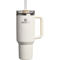 Stanley Quencher H2.O FlowState Fluted Tumbler Edelstahlbecher mit Strohhalm groß Cream Gloss 1 St.