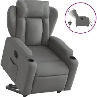 vidaXL Relaxsessel mit Aufstehhilfe Elektrisch Dunkelgrau Stoff