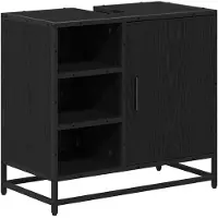 vidaXL Badezimmerschrank Schwarz Eichen-Optik 65 x 33 x 60 cm