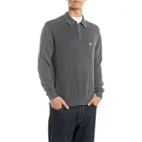 Replay für Herren. UK4867.000.G21280G Pullover mit kurzem grauem Reißverschluss (M), Lässig, Baumwolle