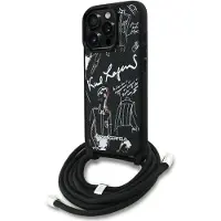 Karl Lagerfeld case passend für IPHONE 16 PRO MAX KLHCP16XPGGRMPCK kompatibel mit MagSafe (CRSSBY Grained PolyurethanW/ Pattern & Logo) black