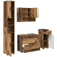 vidaXL Badezimmermöbel-Set 4 Stk. Altholz Sperrholz und Metall
