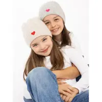 Zwillingsherz Kaschmir-Beanie "Herz" in Beige - onesize