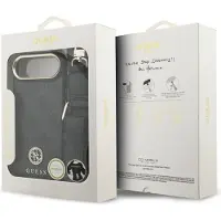 GUESS case passend für IPHONE 17 Air kompatibel mit MagSafe GUHMP17MP4G4DCSK (PU W/ Strass Logo & Big Strap Metal Buttons) black