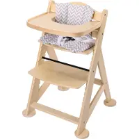 Sunny Fynn Hochstuhl aus Holz Naturfarben | Hochstuhl Baby, Kinderhochstuhl Inklusive Abnehmbarem Essbrett, Kissenset und Sicherheitsgurt | ab ca. 9