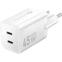 Forcell , Doppel 45W GaN III Ladegerät USB-C PD / QC 4.0 Ultra-Kompakt, Weiß