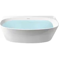 Beliani Badewanne Weiß Acryl 170 x 80 cm Oval Modernes Design Wandbadewanne Vorwandbadewanne Badezimmer