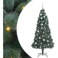 vidaXL Künstlicher vorbeleuchteter Weihnachtsbaum mit Kugelset Grün